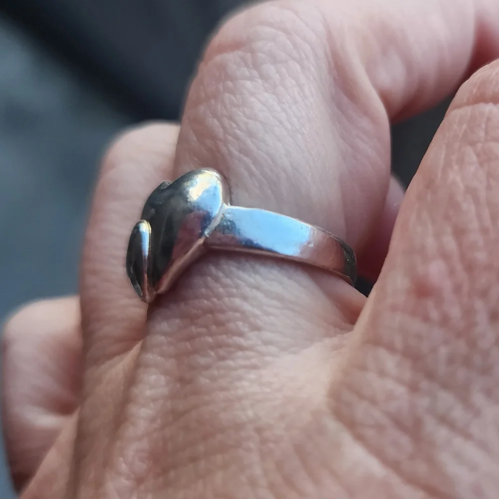 Handmade Sterling Silver 925 Double Heart Ring Size 8